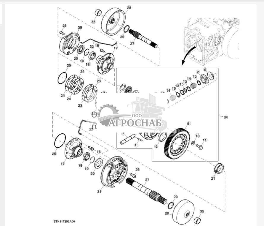 Шестерни и валы дифференциала, 25 kmh 